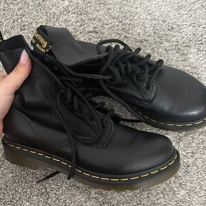 Dr. Martens Black Boots with Yellow Stitching